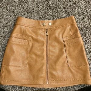 Free People Faux Leather Front Zip Skirt